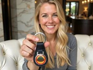 Lotus Porte-clés Cuir Dôme Qualité Sup Design Course